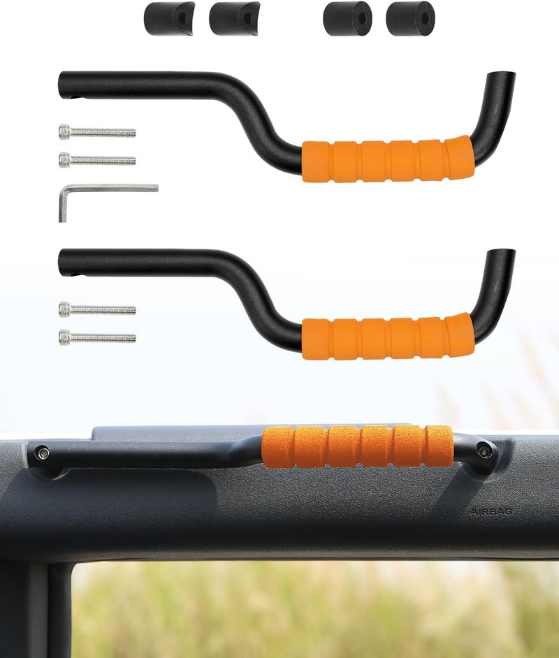ROADER Bronco Front Grab Handles - Aluminum Orange Non-Slip Roll Bar Handles for 2021-2023 Ford Bronco 2/4 Door, Interior Accessories (Not Fit Rear Seat) - Image 1
